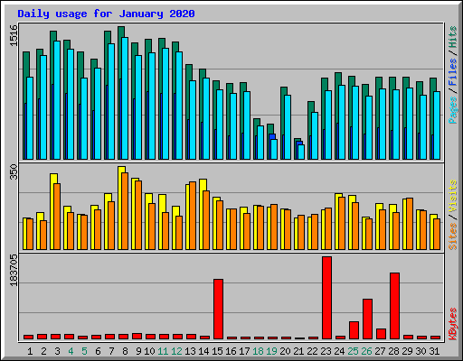 Daily usage for January 2020