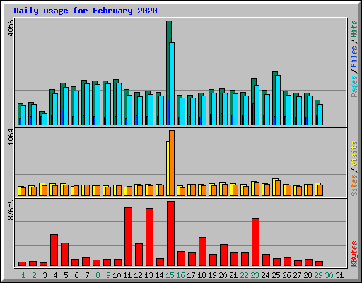 Daily usage for February 2020