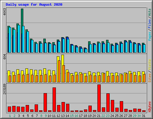 Daily usage for August 2020
