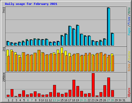 Daily usage for February 2021