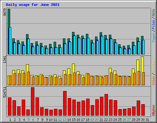 Daily usage for June 2021