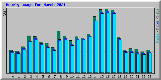 Hourly usage for March 2021